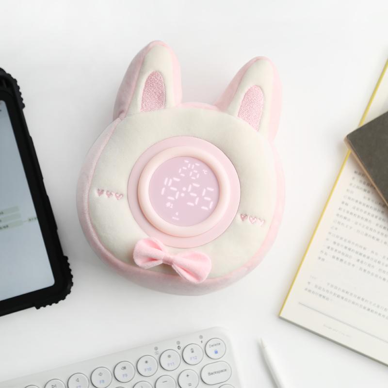 Children's Digital Electric Smart Table Alarm Clock with Calendar Rabbit Plush Pillow Doll Cartoon Lamp for Home & Outdoor Use