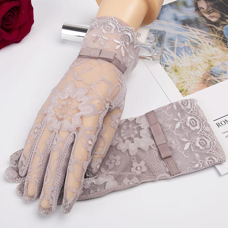 

Женские летние кружевные перчатки - дышащие, защита от ультрафиолета для вождения и активного отдыха, идеально подходят для защиты от солнца и стильных нарядов, летние перчатки Single knot [bean paste]