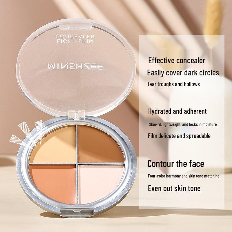 Mingxi Zhi 4-Color Concealer Palette: Smooth, Brightens, Conceals Blemishes & Acne Scars, Contours & Highlights, Non-Caking.