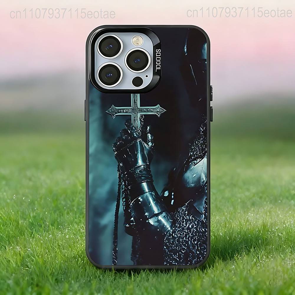 Crusaders Templar Knight Art Phone Case For iPhone 17,16,15,14,13,12,11,Pro,XS,Max,Plus,Mini,SE4,E Black Matte Shockproof Cover