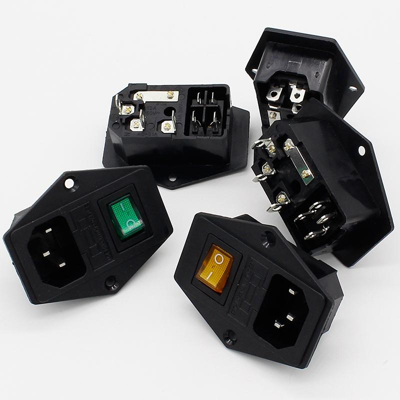 5pcs  brass part  with 10A fuse  power socket with Rocker Switch ac socket 3 Terminal Power Socket with Fuse Holder Connector