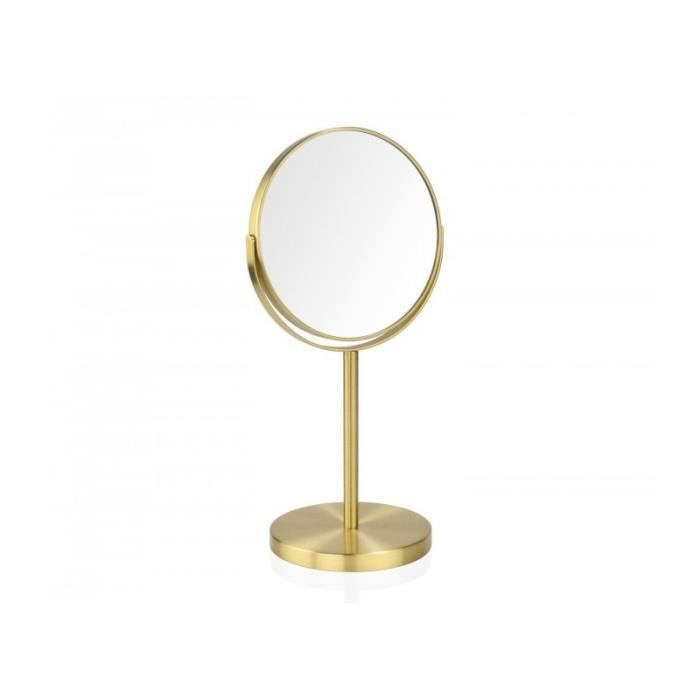 Miroir - WADIGA - Double Face - Métal Doré - Grossissant X5 - 25cm De Diamètre
