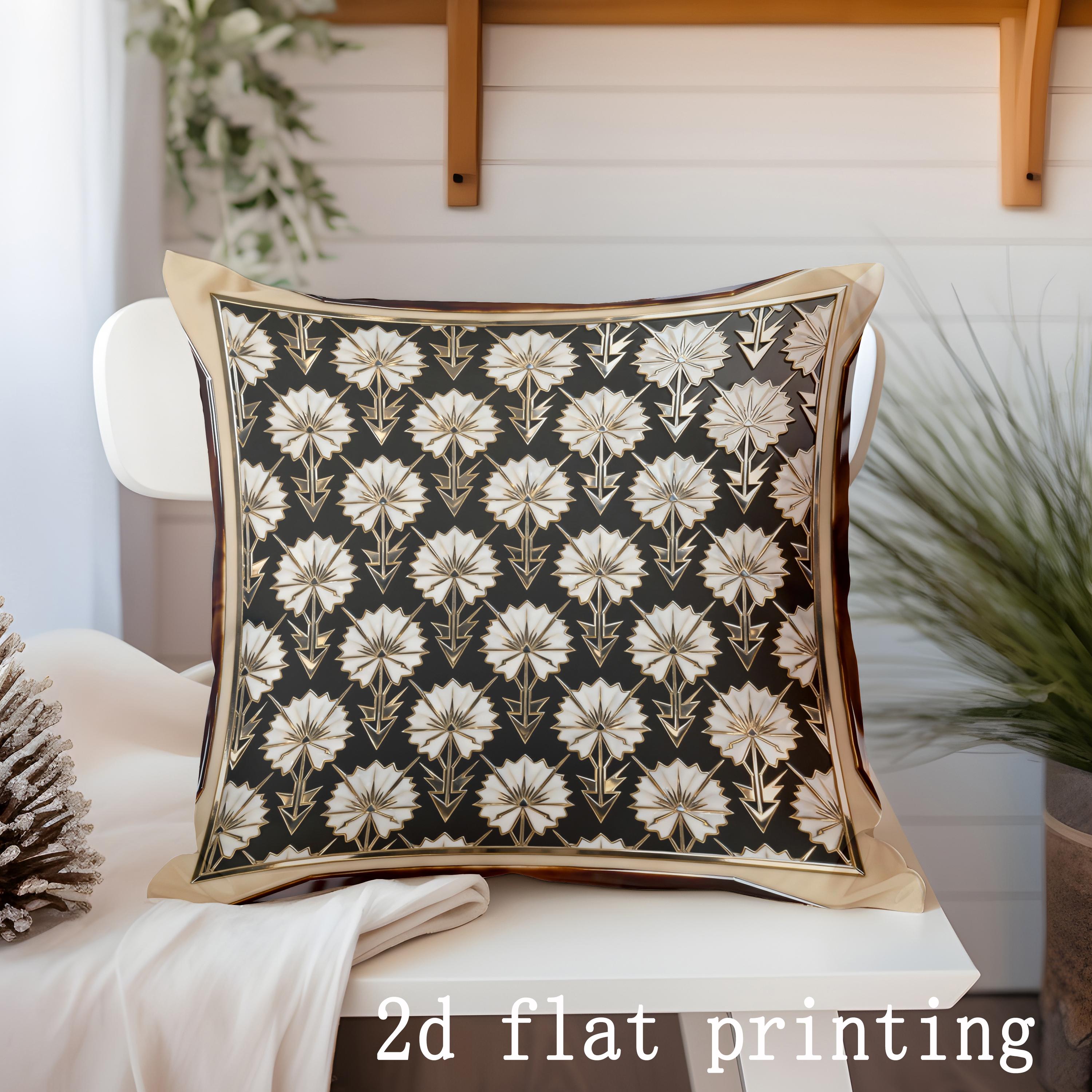 Art Deco Pattern Floral Design Pillow Cover Pattern Cushion Cover Suitable for Sofa Bedroom Car Pillow Cover 45x45cm