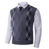 Men's Warm Vest Waistcoat for Autumn and Winter Middle-aged Plus Fleece Thickened Sleeveless Pullover Knitted Sweater