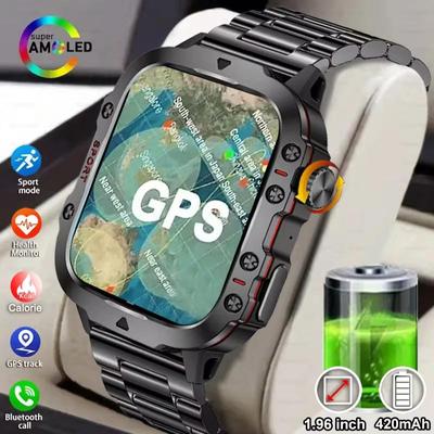 2024 Neue robuste militärische GPS-Smartwatch für Männer mit Bluetooth-Anruf, Gesundheitsüberwachung, AI-Stimme, wasserdichte Sport-Smartwatches