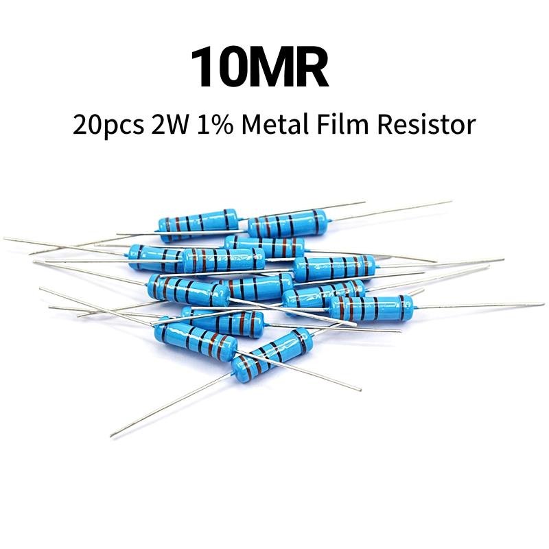 2W 1% Low Error Metal Film Resistor Assortment 20Pcs 1R-10M for PCB Design and Prototype Production