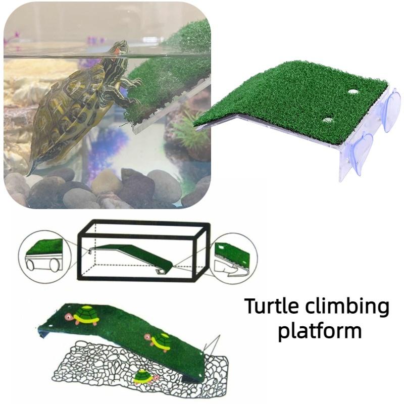 Realistic Grass Turtle Sunning Platform Abs Material Fish Tank Accessories