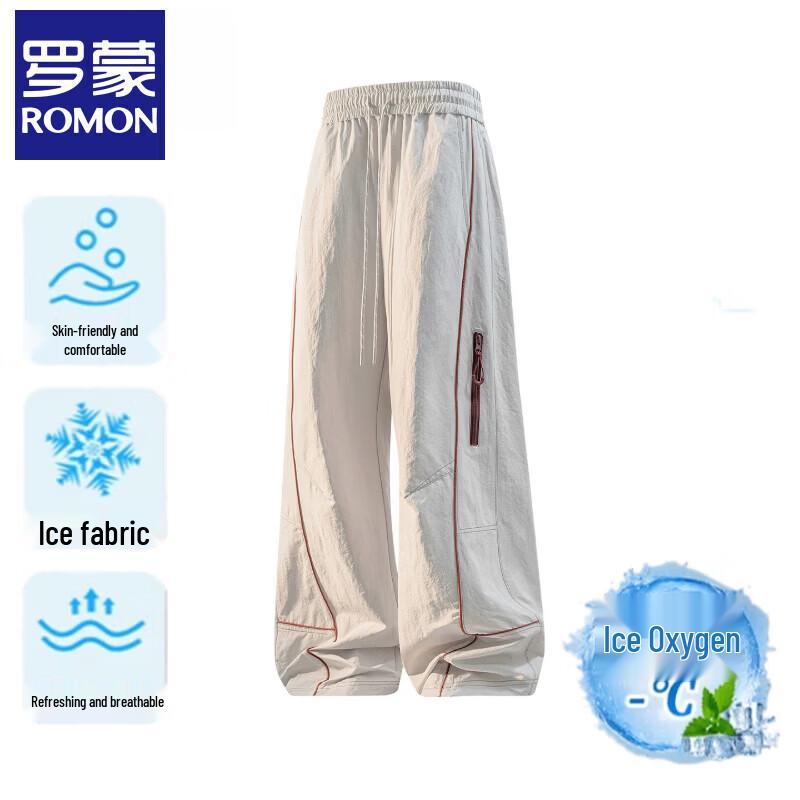 ROMON Men's Ice Silk Wide-Leg Casual Pants