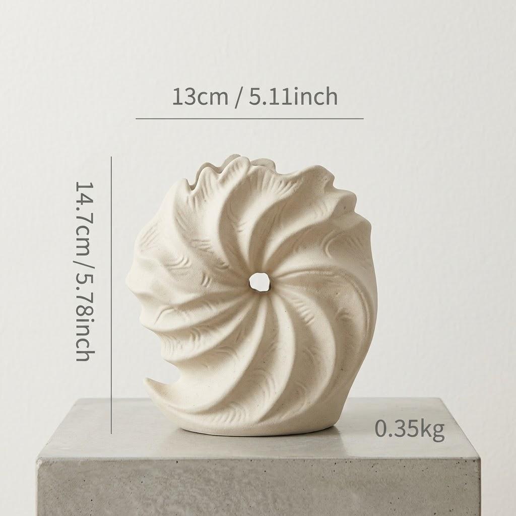 Piccolo Vaso in Ceramica a Forma di Conchiglia di Nautilus, Minimalista Vaso da Tavolo a Spirale per Scrivania d'Ufficio, Unico Ornamento da Tavolo Boho, Decorazione Estetica per la Stanza