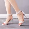 Lace Wedding Bride Summer Shoes Women New Sandals Ladies Ankle Strap Pumps 43 Zapatos De Mujer Women White Heels