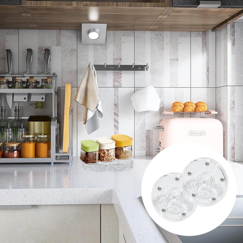 4PCS 3 Inch Clear Small Lazy Sn Turntable Mini Lazy Sn Acrylic Ball Bearing Rotating Tray for Spice Rack Table Cake Kitchen Pantry