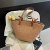New Summer Versatile Straw Woven Bag Women's Woven Bag Large Capacity Tote Bag Vegetable Basket Women's Bag Vacation Shoulder Bag