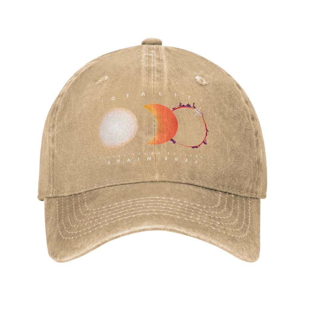 Spain Total Solar Eclipse Baseball Cap for Unisex Women Distressed Denim Snapback Hat Astronomy Sun Outdoor Travel Adjustable
