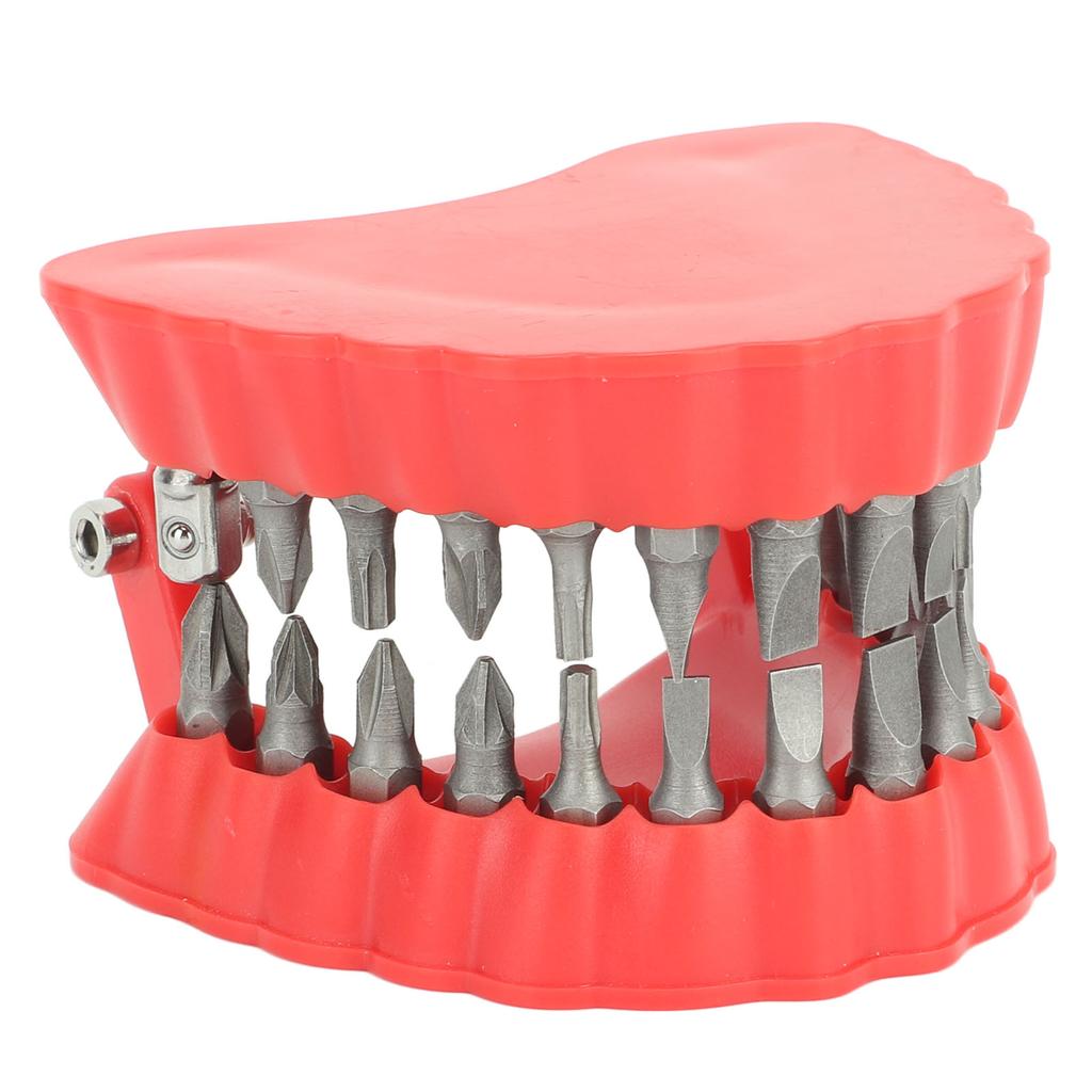 Denture Drill Bit Holder Denture Screwdriver Organizer 3D Sculpture Desk Decor 28 Holes Red With Bits