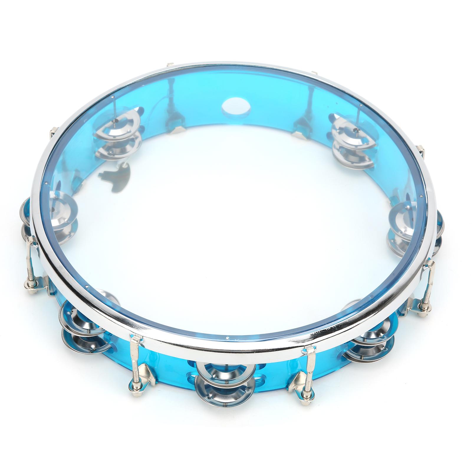 

Tambourine Double Row Adjustable 10in Percussion Jingles Instrument for Party PerformanceBlue синій