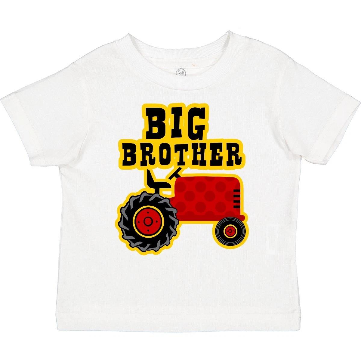 

Inktastic Red Tractor Big Brother Toddler kids boys T-Shirt Farm Cute Dot Sibling Idea For 150