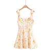 2025 Spring/Summer Women's Floral Bow-Tied Spaghetti Strap Dress