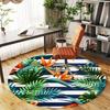 1pc Tropical Leaves Stripes Round Chair mat office Area Rug - Non-Slip, Floor Mat for Office, Bedroom, and Indoor Decor p127183