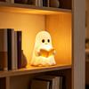 Yousheng Cute Ghost Reading Book Lamp, 3D Halloween Ghost Night Light, Warm Light Up Ghost Statue for Indoor Home Mantel Shelf Table Decor