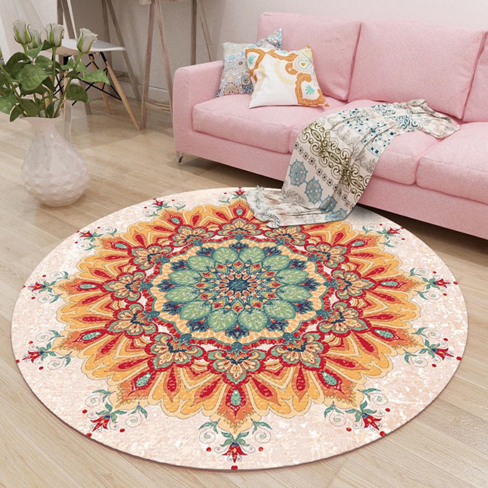 Retro Round Rug Holiday Decor Cozy Living Room Bedside Rug Winter Seasonal Home Gift Office Garden, Patio, Balcony, Sunroom