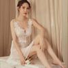 Plus Size Sexy Deep V Sheer Tulle Pajamas Dress 191