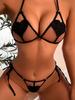 Lingerie Hollowed Out Love Underwear Sexy Erotic Women Set Black G-string Hot Lingerie Set Porn Micro Bikini Thongs Sexy Costume