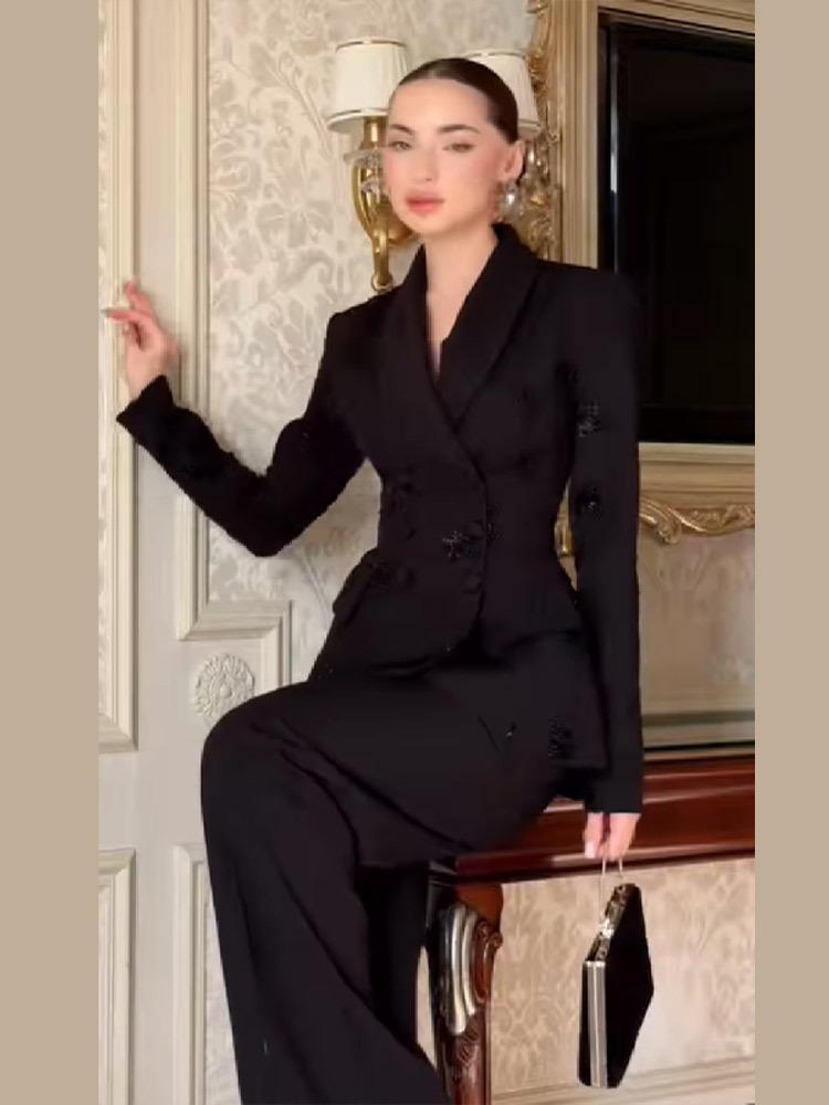 Spring 2026 Women's Beaded Slim-fit Jacket and Trousers Set