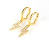 Yuedane Stainless Steel Zircon Lightning Pendant Hoop Earring for Women Simple Fashion Huggies Cartilage Piercing Jewelry Aretes