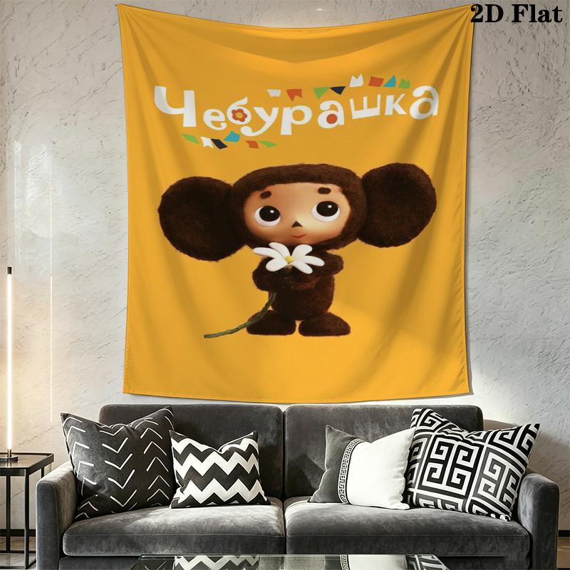 Cheburashka Wall Tapestry Aesthetic Wall Hanging Printed Fabric Blanket Decorative Tapestries for Bedroom Living Room Home Decor