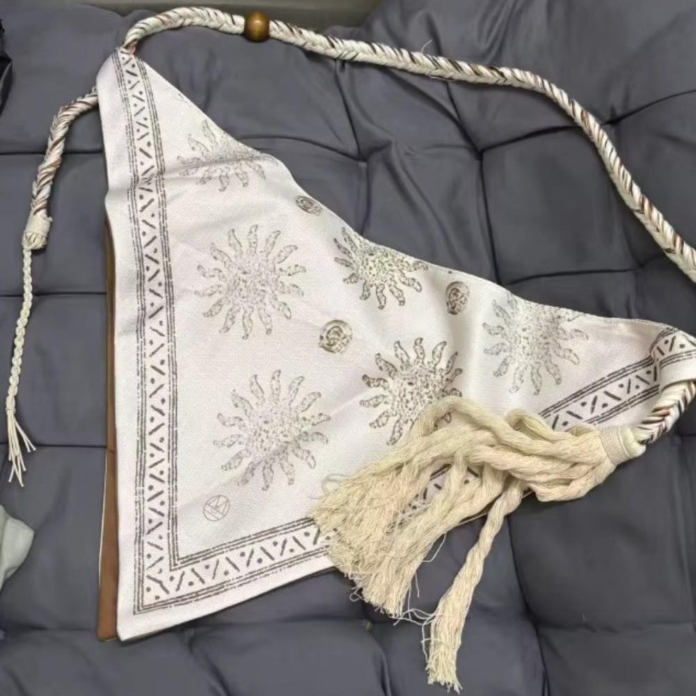 Linen Print Women Crossbody Bag Ethnic Style Retro Handbag Simple Messenger Bag  daily
