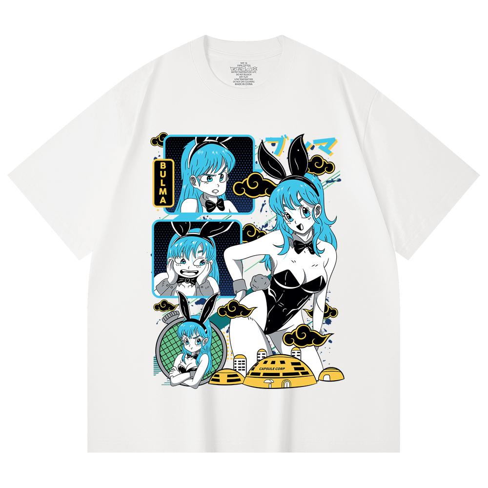 230 Gsm 100% Cotton Dragon Ball V9 Bulma Print Unisex Heavy Cotton T Shirt