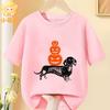 Halloween Skelett Dackel Kürbisdruck Kinder T-Shirt Reine Baumwolle Jungen Mädchen Kurzarm Rundhals Lässig Grafik Kinder Oberteile