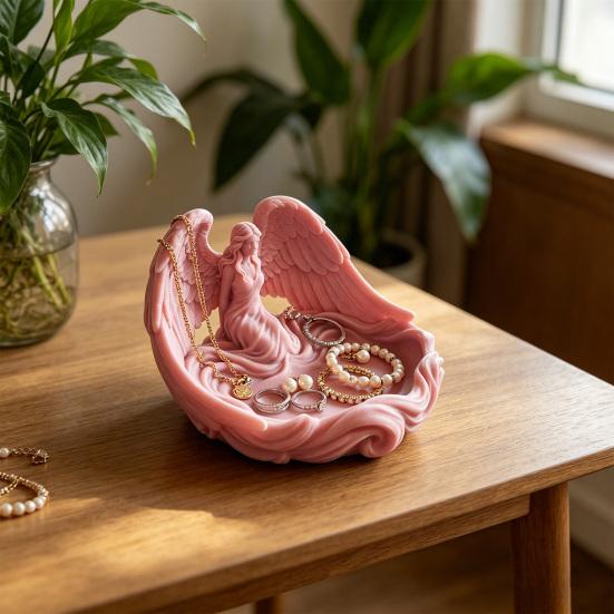 Jewelry Tray Angel Wings Decorative Storage Tray Multi-Purpose Perfume Storage Tray for Rings Earrings Bracelets Keys Crystal Balls