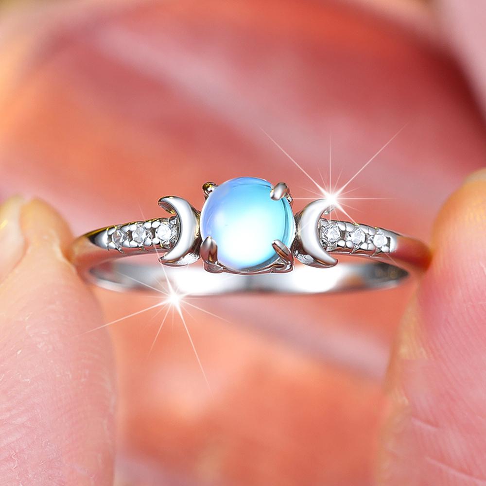 

Винтажное кольцо для помолвки из стерлингового серебра S925 с круглым лунным камнем для женщин, изящное ювелирное изделие, подарок 8