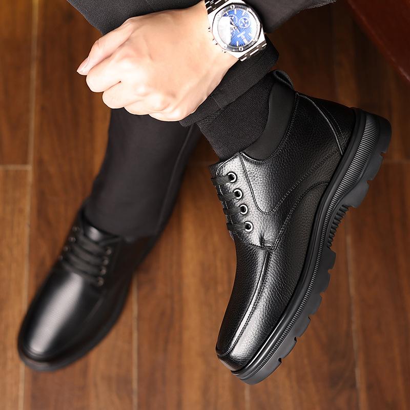Cotton shoes men's warm winter velvet thickened high-top formal casual men's middle-aged and elderly father shoes
