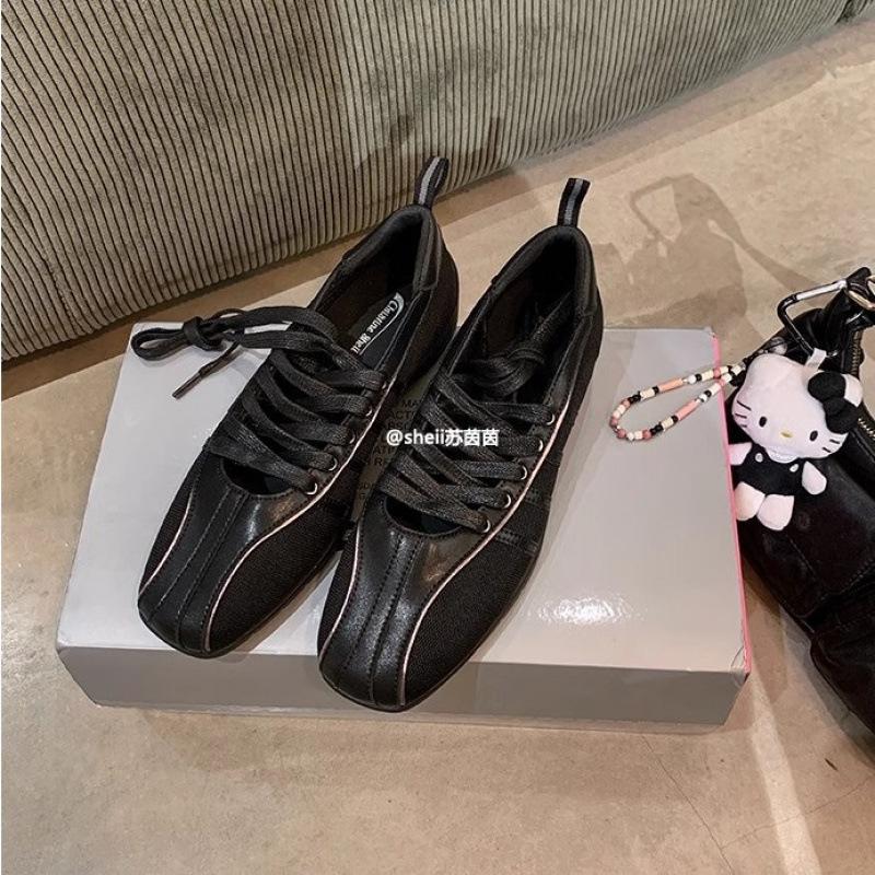 

Shoes square head strap inner height increase casual Mary Jane single shoes women s ballet shoes spring 34 чорний