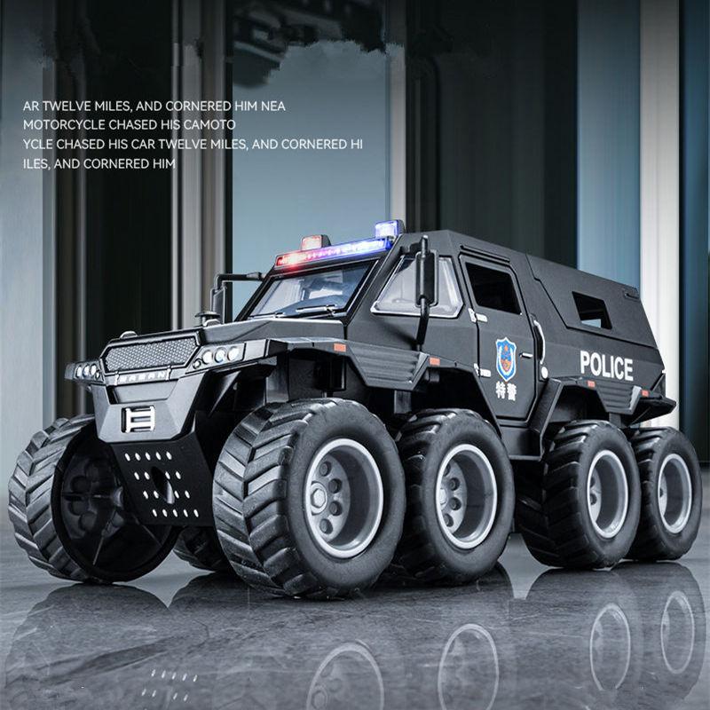 1:32 Siberia Conqueror Shaman 8*8 Tyre Alloy Car Model Diecast Metal Toy Police Off-road Vehicle Car Model Sound Light Kids Gift