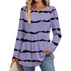 Women's Casual Fashion Long Sleeve Shirt Striped Tunic Top