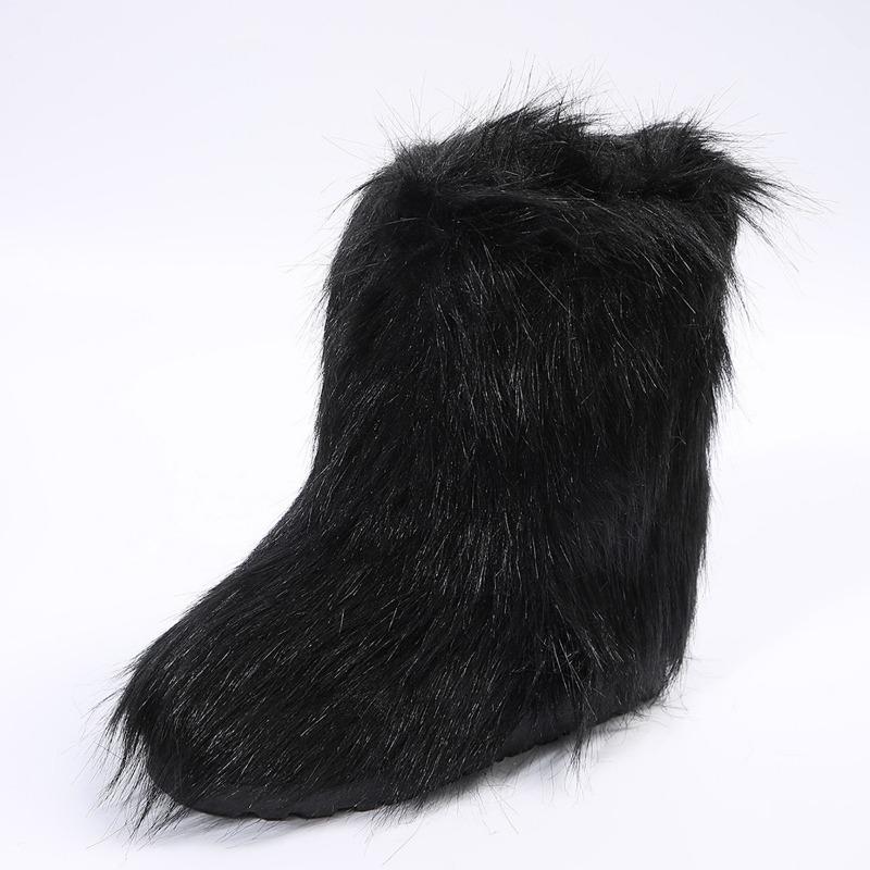Long boots children's winter warm thick-soled fluffy boots medium tube personality fashion color snow boots