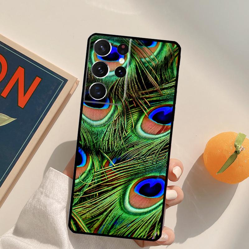 Pfauenfedern Handyhülle Für Samsung Galaxy S25 S26 Ultra S20 S21 S22 S23 S24 Plus S10 S25 FE Rückseite