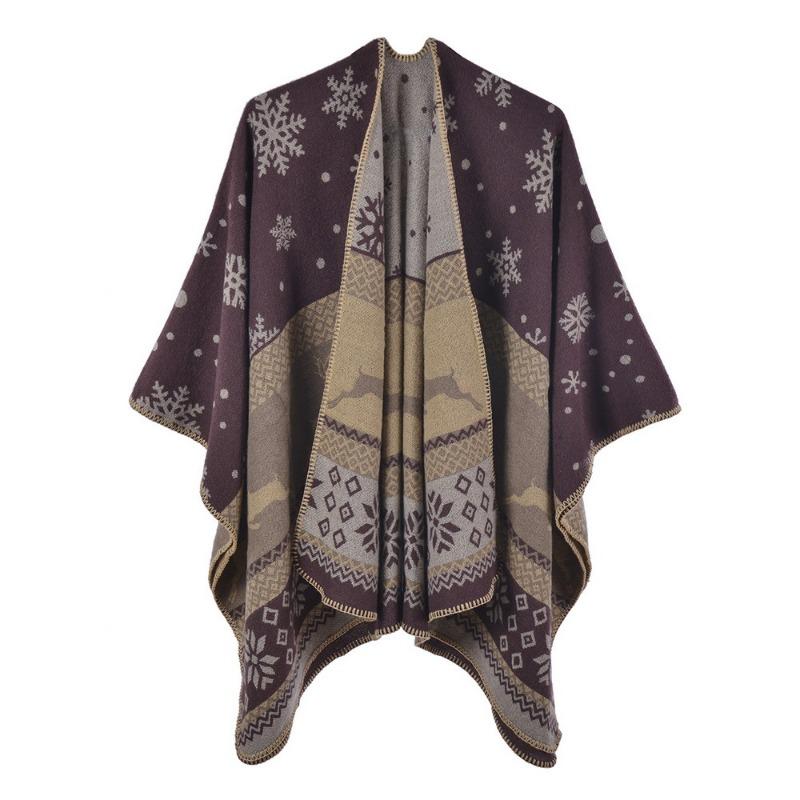 Spring and Autumn New Women's Imitation Cashmere Split Scarf Shawl Fashion Thickened Warm Double-sided Knitted Shawl