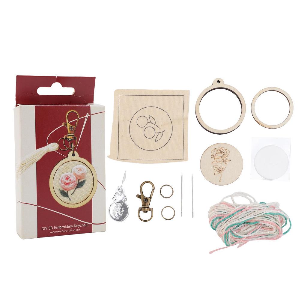 Mini Wooden Embroidery Hoop Keychain Small Ring Tiny Jewelry Making Supplies for Earring Pendant Round