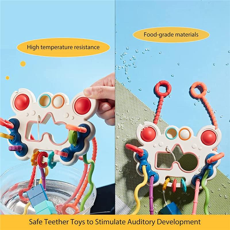 Montessori Toys for Baby Sensory Toys Crab Travel Toys Toddlers 1 2 3 Year Old Pull String Fidget Toys Birthday Gifts