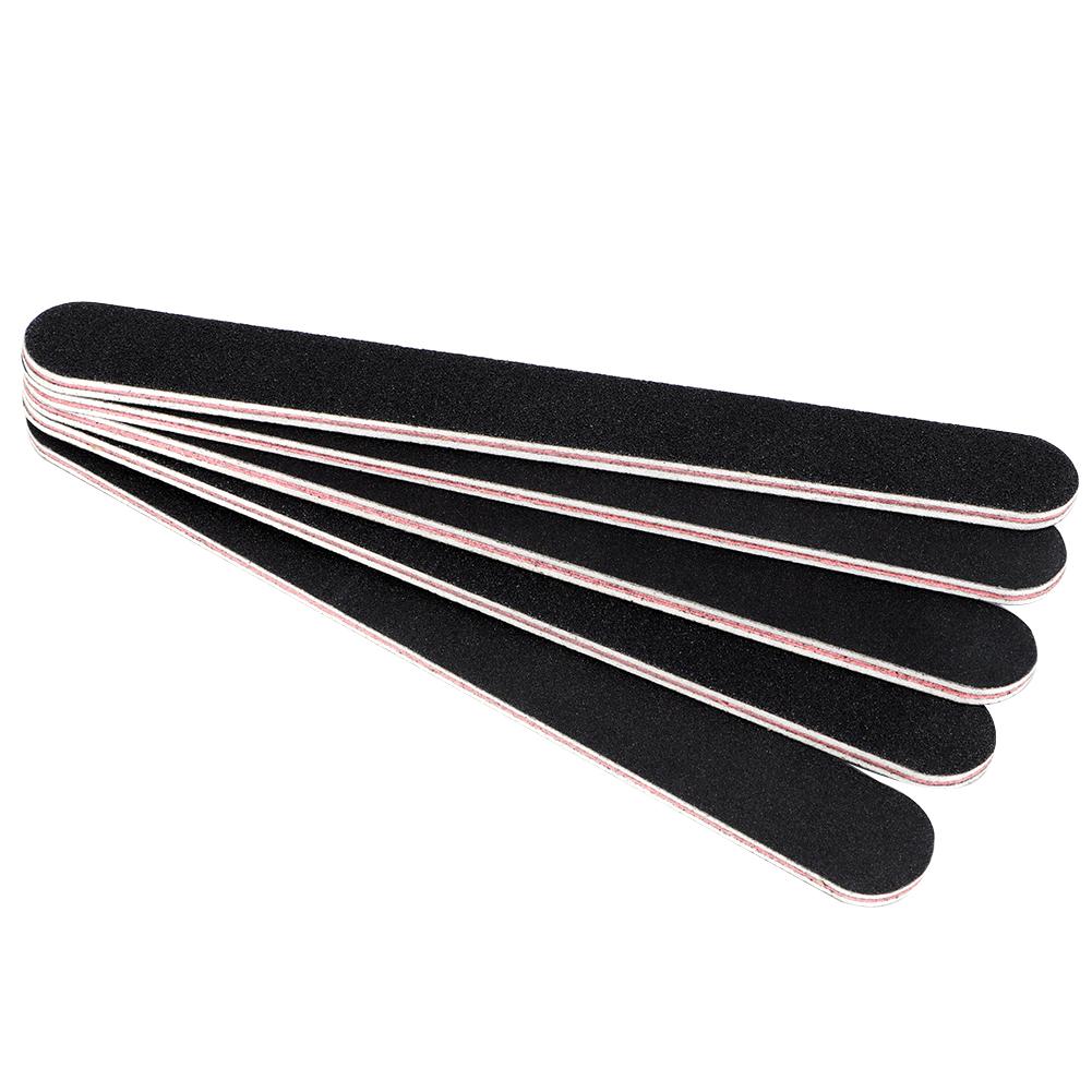 5pcs Sanding Nail File Double Sided Round Head Nail File Salon Nail Art Tool Black