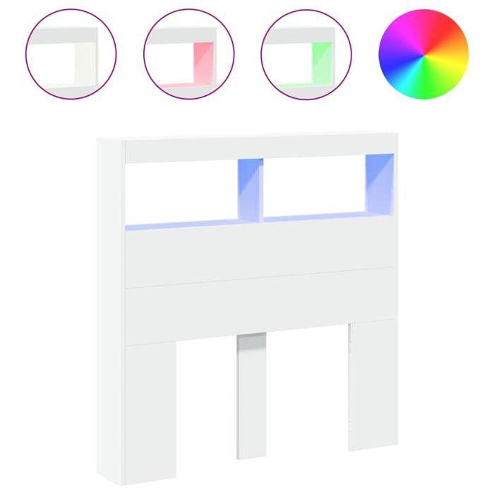 VidaXL Armoire Tête de Lit avec LED, Tête de Lit avec Compartiment, Meuble de Rangement Chambre à Coucher, Accessoire de 839182