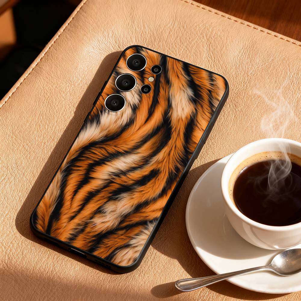 F-Fashion T-Tiger Leopard Print Phone Case For Samsung S25,S24,S21,S22,S23,S30,Ultra,S20,FE,Lite,10,9,Black Cover