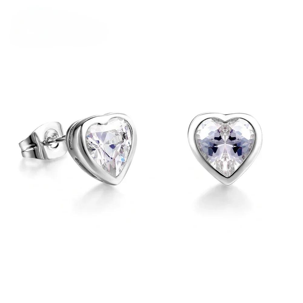 Love Earrings Zircon Micro-plated Rose Gold and White Gold Earrings Wedding Zircon Gift