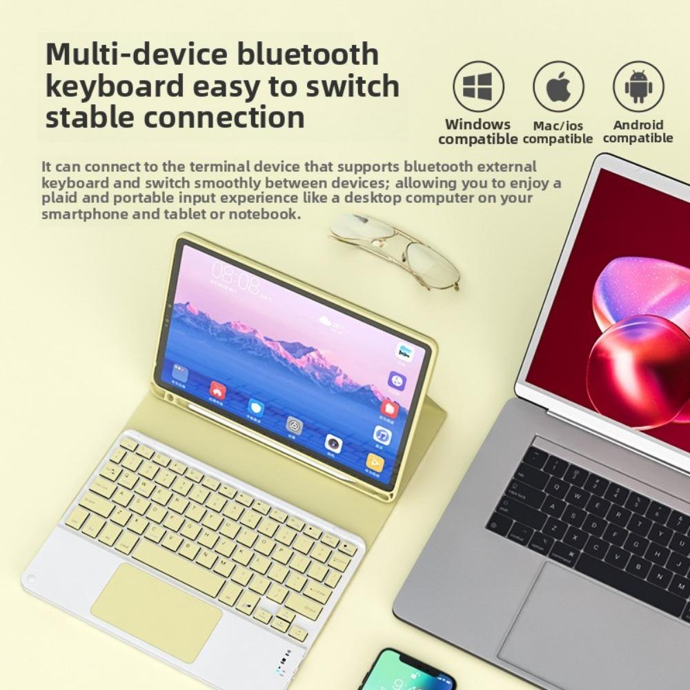 Bluetooth Keyboard with Touchpad for iPad iPhone Tablet Silent Rechargeable Wireless Keyboard Mouse Combo