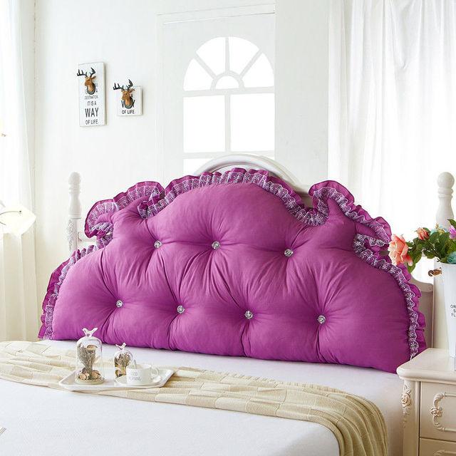 

Однотонная подушка для спинки принцессы, съемная подушка для поддержки талии, подушка для сиденья для дивана, кружевная подушка для кровати в гостиной 200x65cm фиолетовый