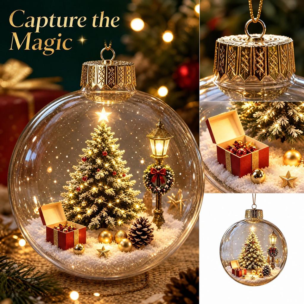 Sports Ball Christmas Tree Ornaments Set Plastic Clear Hanging Balls Holiday Party Decor